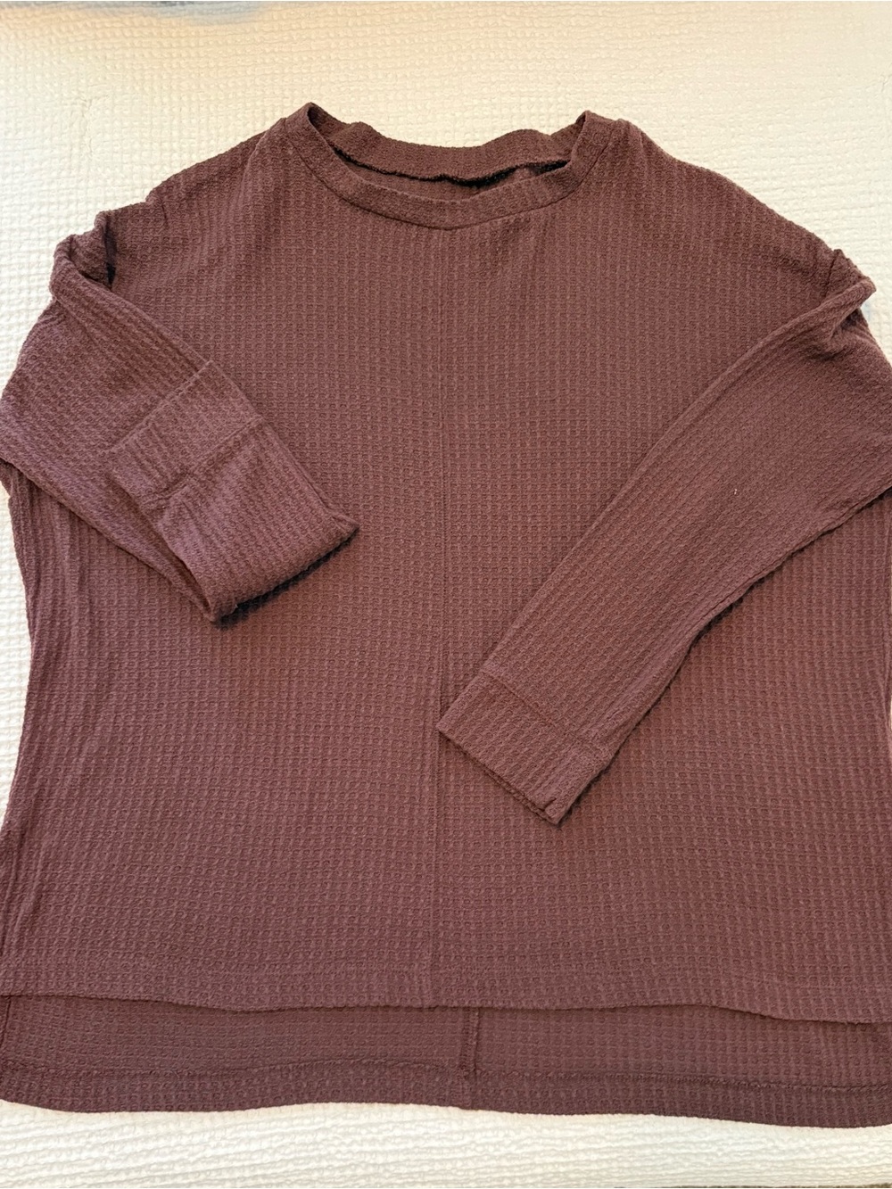 American Eagle Outfitters Chocolate Brown Waffle Long Sleeve Top